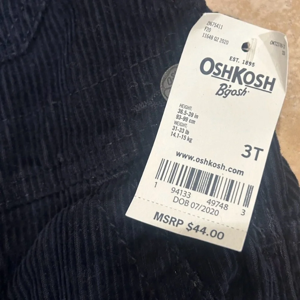 OshKosh B'gosh 3T Navy Corduroy Carpenter Overalls Kids Unisex Bib Preppy NWT